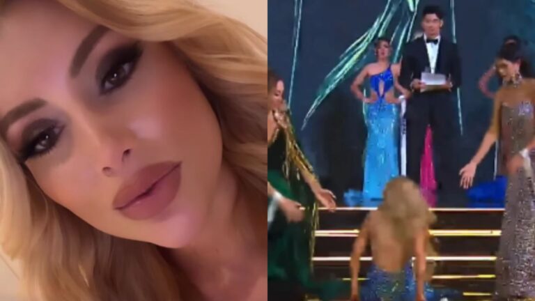 Miss Brasil cai no palco ao vivo durante mundial, levanta e solta o verbo na web: ‘Diante do mundo’