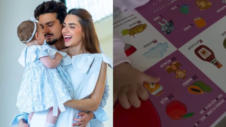 Filha de Luan Santana e Jade Magalhães esbanja fofura em vídeo e mãe se derrete: ‘Tão esperta’