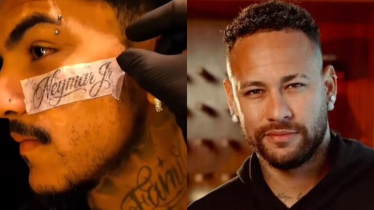 Fã faz tatuagem chocante no rosto após convocação de Neymar e divide a web: ‘Coragem’