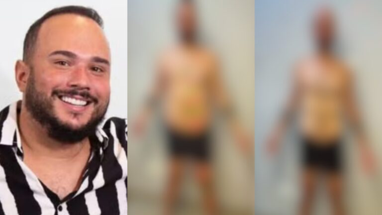 Ed Gama aparece de cueca e mostra antes e depois após perder 33 kg
