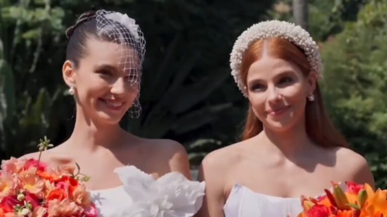 ‘Três Graças’: Vestidos de Lorena e Juquinha no casamento viram assunto: ‘Festa junina’