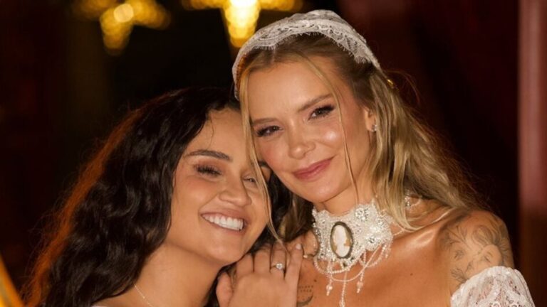 Vestido de noiva da ex-BBB Marcela Mc Gowan vira assunto: ‘Parece um mosqueteiro’