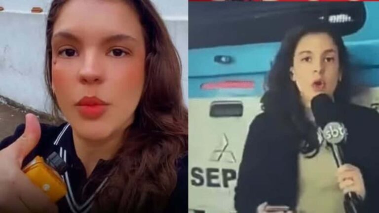Repórter do SBT é atropelada por viatura ao vivo e preocupa telespectadores