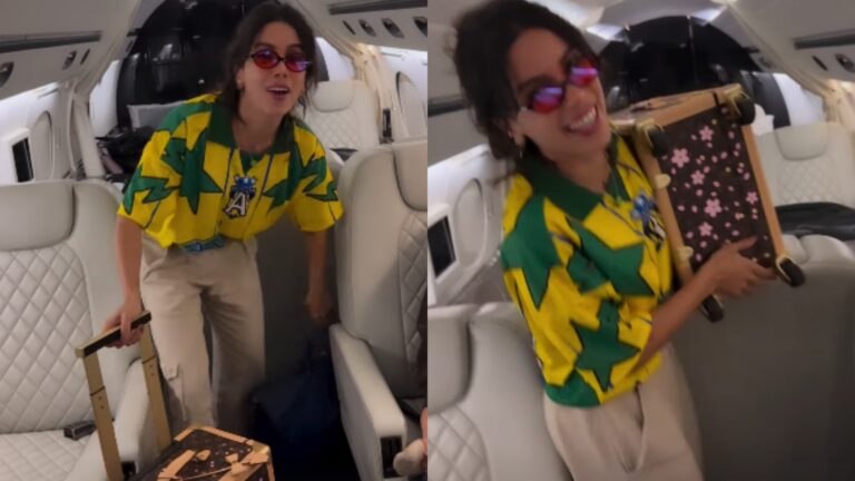 Indireta? Anitta aparece em jatinho a caminho da Copa do Mundo e cria música: ‘Sem tigrinho’