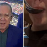 Atriz de ‘Coração Acelerado’ é flagrada vendo jogo do Brasil com Galvão Bueno