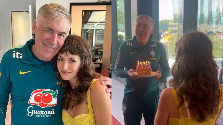Carlo Ancelotti ganha bolo de aniversário da enteada Chloe Barrena nos EUA e web reage: ‘Sogrão’