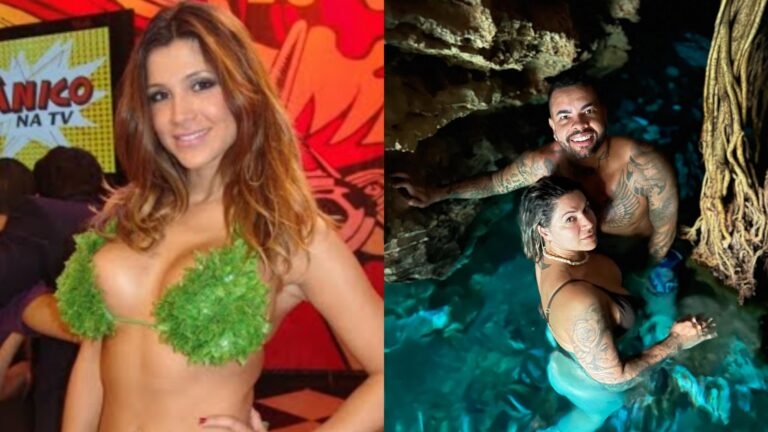 Ex-Mulher Samambaia do ‘Pânico’ comemora 14 anos de casamento com jogador de futebol