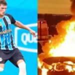 Famoso jogador se envolve em grave acidente e carro pega fogo; vídeo