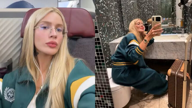 Karoline Lima mostra luxos, mimos e bom humor na área VIP do aeroporto