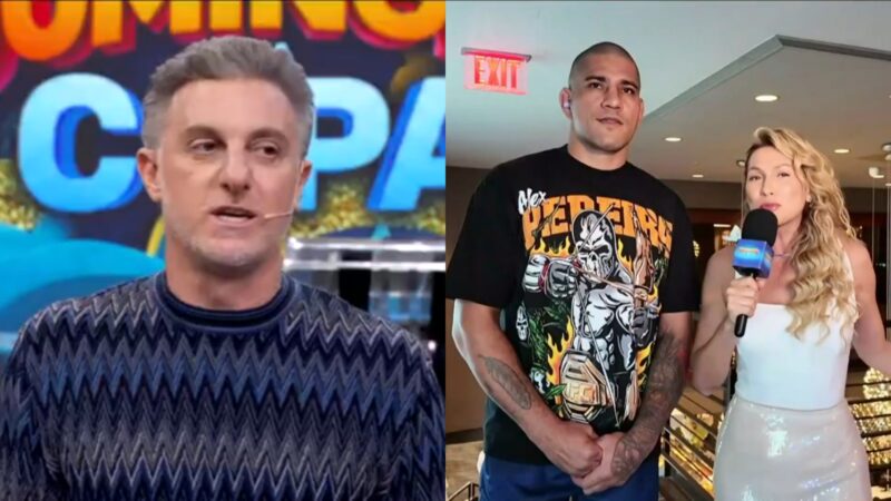 Luciano Huck, Alex Poatan e Lívia Andrade no Domingão