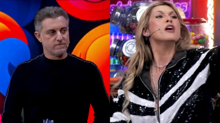 Lívia Andrade é surpreendida por Luciano Huck no ‘Domingão’: ‘Senti ciúmes’