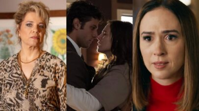 Pilar (Isabel Teixeira), Pedro (Chay Suede), Adriana (Leticia Colin) e Brigitte (Tatá Werneck) de Quem Ama Cuida