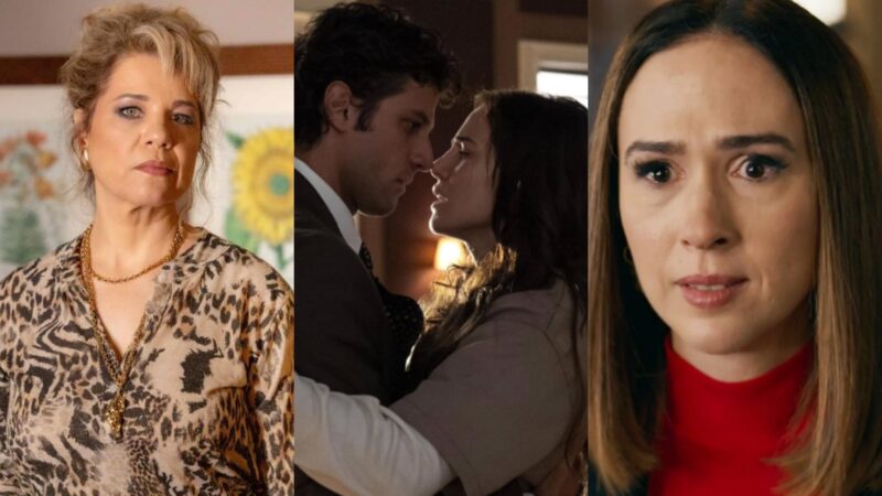 Pilar (Isabel Teixeira), Pedro (Chay Suede), Adriana (Leticia Colin) e Brigitte (Tatá Werneck) de Quem Ama Cuida