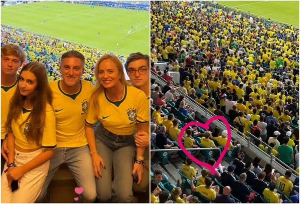 Benício Huck, filho dos apresentadores Luciano Huck e Angélica, abandona camarote durante jogo do Brasil contra Escócia nos Estados Unidos