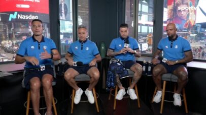André Rizek, Paulo Nunes, Renato Augusto e Felipe Melo no Seleção Copa, do SporTV