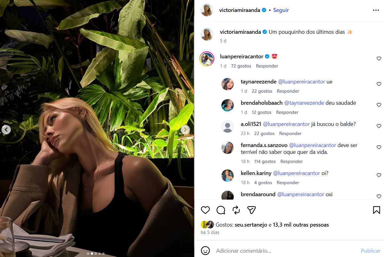 Luan Pereira reage a foto da ex-noiva após término polêmico - Reprodução/Instagram