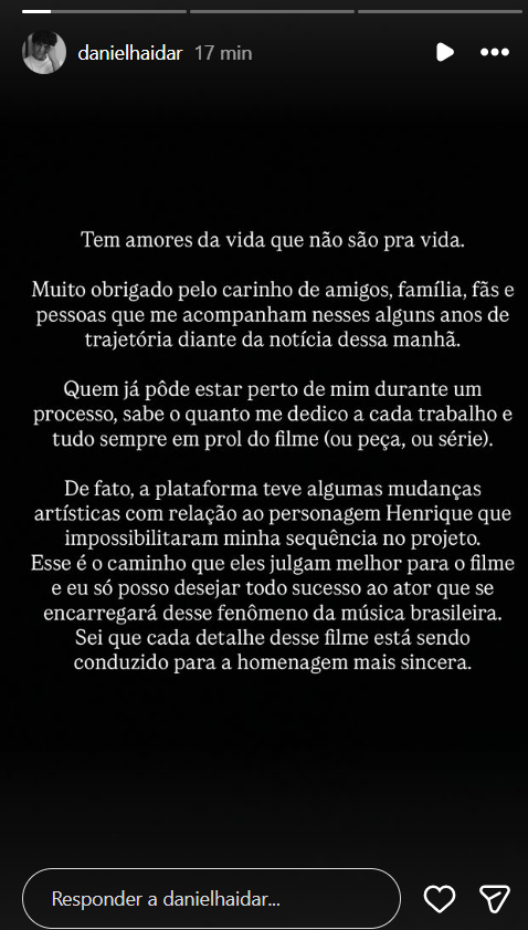 Stories de Daniel Haidar - Reprodução/Instagram