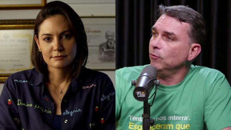 Veja a reação chocante de Michelle Bolsonaro após pedido de desculpas público de Flávio Bolsonaro - Reprodução/Instagram e YouTube