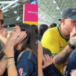 Ferrugem e esposa choram em despedida da filha de 15 anos para intercâmbio na Europa