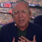 Galvão Bueno se emociona ao vivo ao narrar última Copa do Mundo: ‘Coração sofrido, doído’