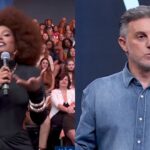 Assistente de palco do ‘Domingão’ quebra protocolo ao vivo e surpreende: ‘Luciano sabe disso’