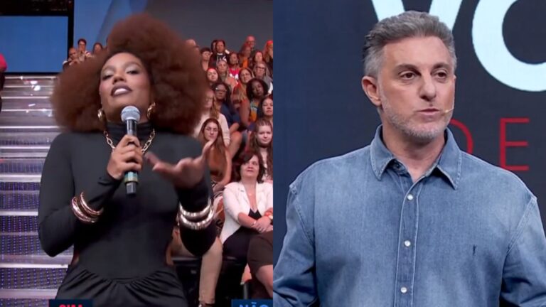 Assistente de palco do ‘Domingão’ quebra protocolo ao vivo e surpreende: ‘Luciano sabe disso’