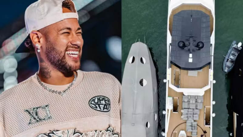 Neymar exibe novo iate de luxo com heliponto e seis suítes avaliado em R$ 150 milhões