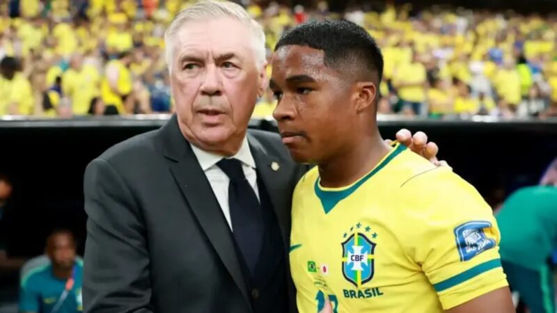 Carlo Ancelotti e Endrick - Crédito: FIFA/FIFA via Getty Images