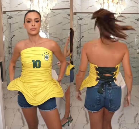  Bruna Biancardi aposta em blusa 'diferentona' inspirada na Copa do Mundo - Reprodução/ Instagram