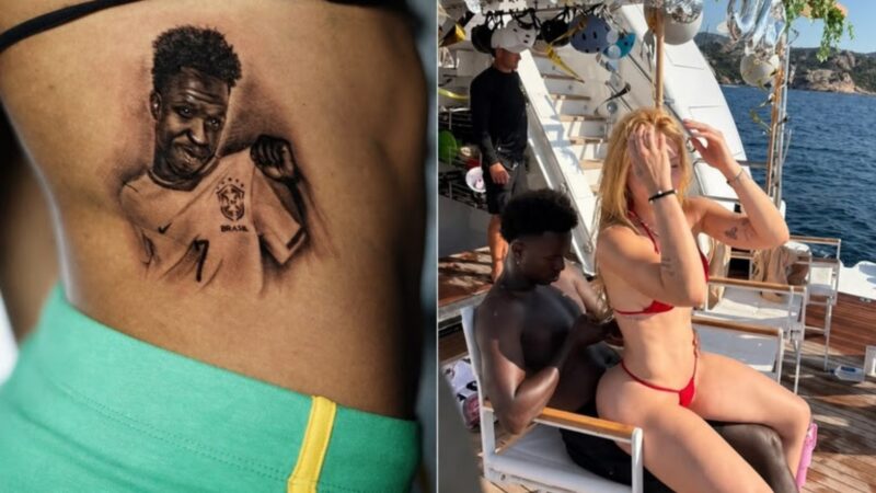 Influenciadora que tatuou Vini Jr. relata ataques após foto do jogador com Virginia (Redes Sociais)