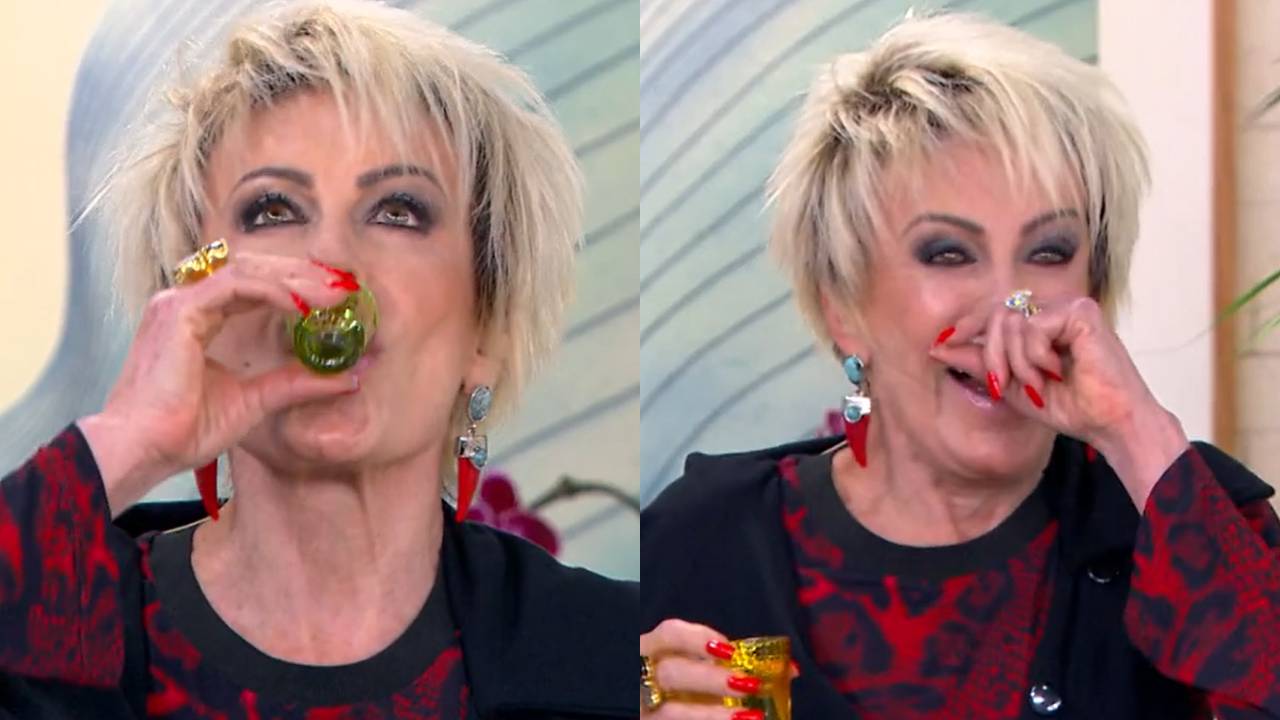 No ‘Mais Você’, Ana Maria Braga vira shot de vinagre e se engasga ao vivo: “Deu uma travada aqui”
