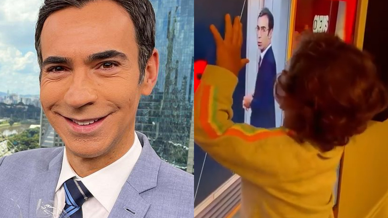 César Tralli mostra a pequena Manuella reagindo ao vê-lo na TV e se derrete: “Coração dói de tanto amor”