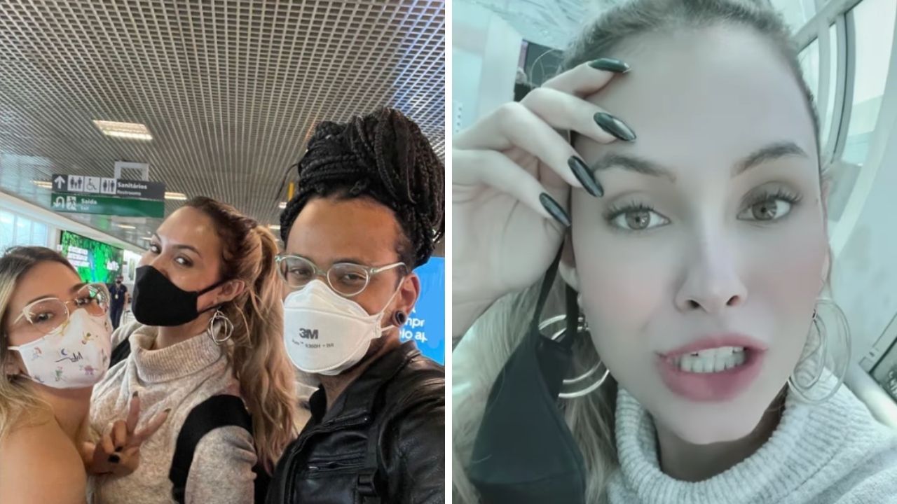 Ex-BBBs Sarah Andrade, João Luiz e Viih Tube se despedem em aeroporto: “Não aguento mais olhar para a cara deles”