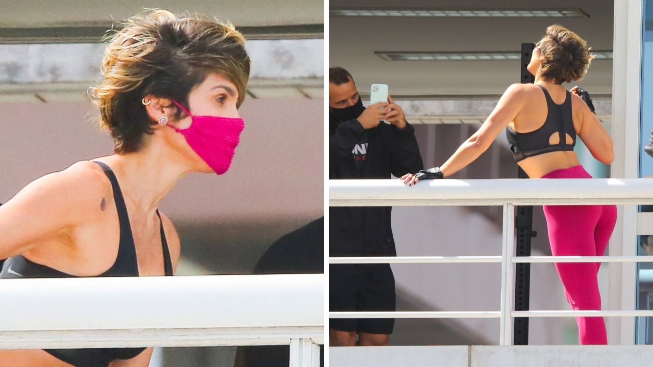 Que corpo! Flávia Alessandra posa para foto e exibe silhueta enxuta ao deixar academia com look coladinho