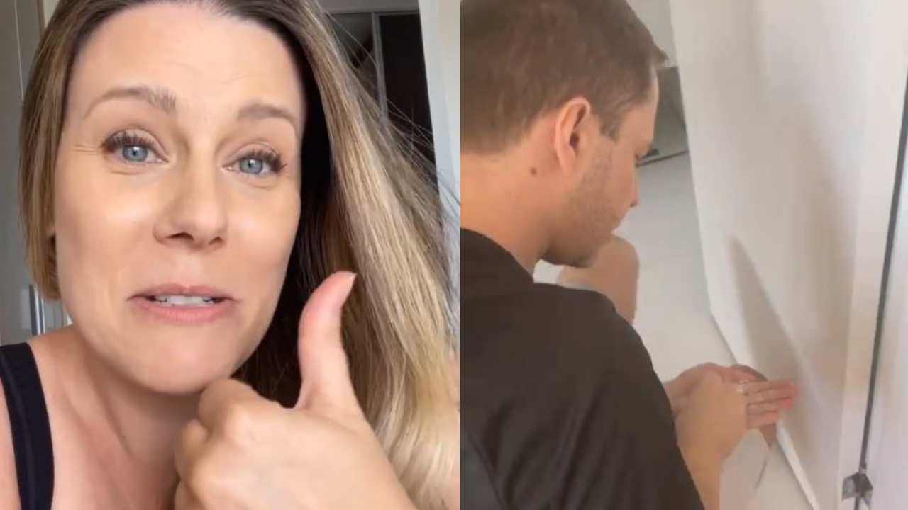 Gente como a gente! Esposa de Tiago Leifert flagra apresentador com a mão na massa: “Arrumando a porta”