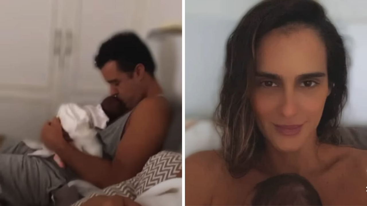 Alerta de fofura! Joaquim Lopes e Marcella Fogaça revelam rosto das gêmeas nas redes sociais