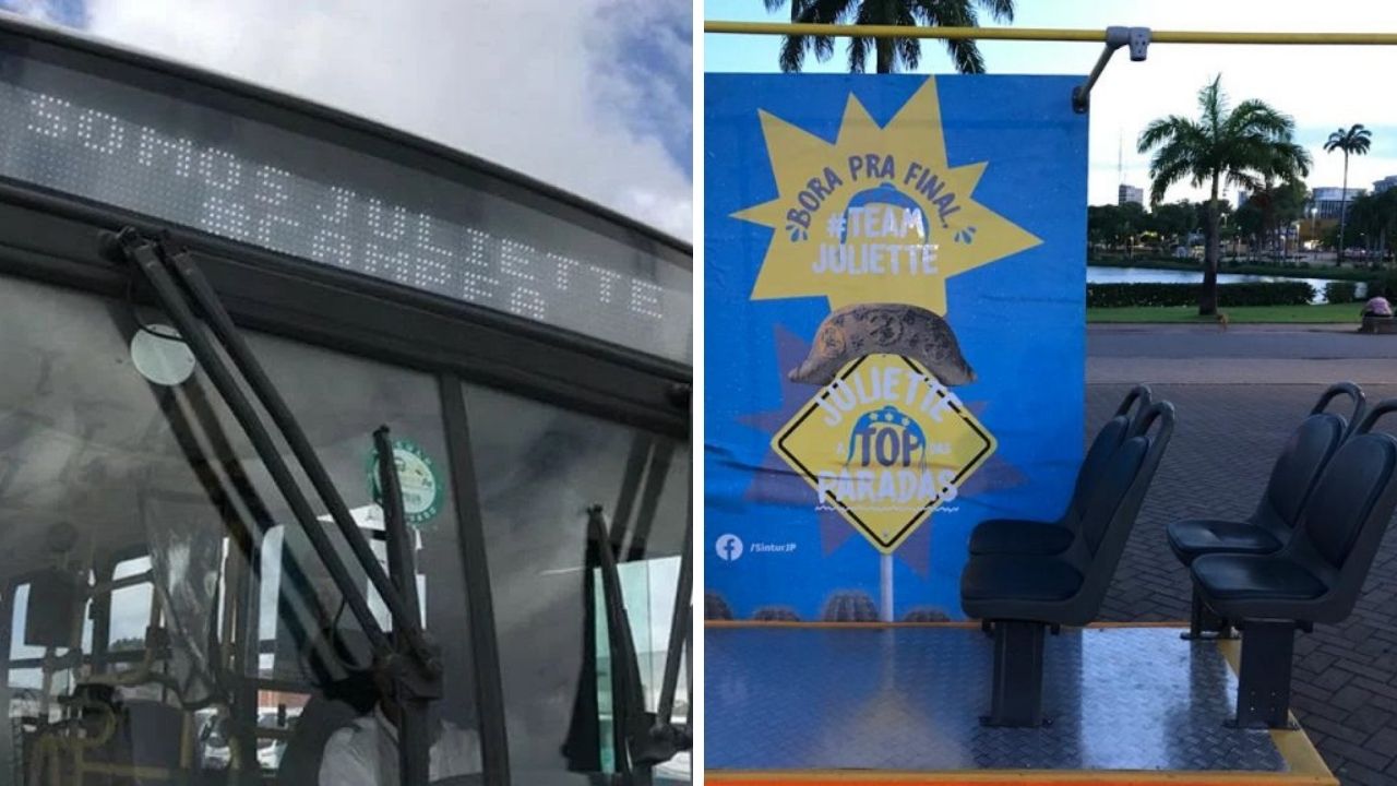 BBB21: Ônibus de João Pessoa declaram torcida para sister e circulam com mensagem de apoio “Juliette campeã”
