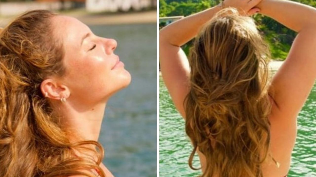 Paolla Oliveira aparece tomando sol com biquíni fio-dental vermelho em cliques sem edição: “Que mulher”