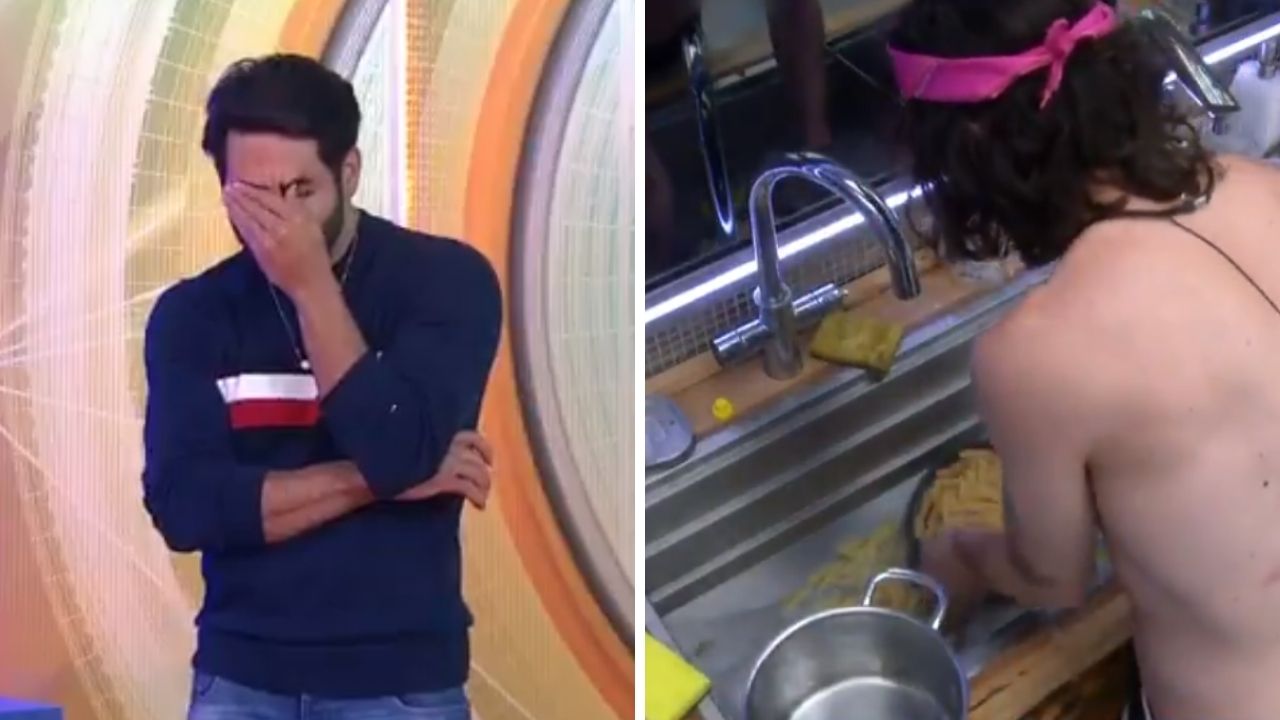 BBB21: Rodolffo fica perplexo ao ver que comeu macarrão que Fiuk derrubou no ralo da pia: “Cara do céu”