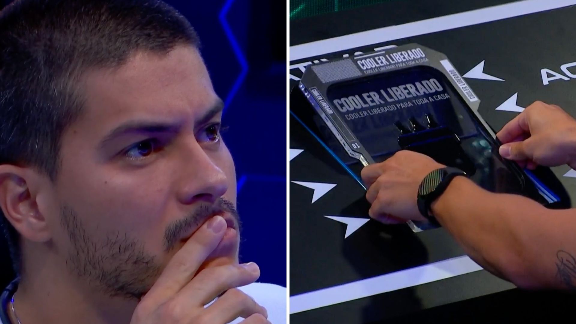 BBB22: Arthur arma estratégia e manda cooler para a casa: “Eles bebem e falam mais”