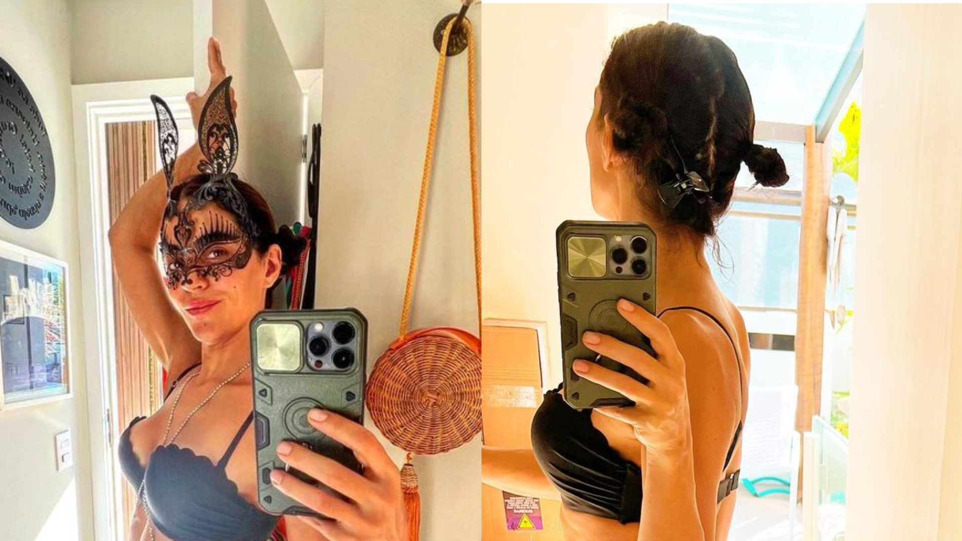 De lingerie fio-dental, Carol Castro vira de lado e exibe bumbum durinho: “Gata”