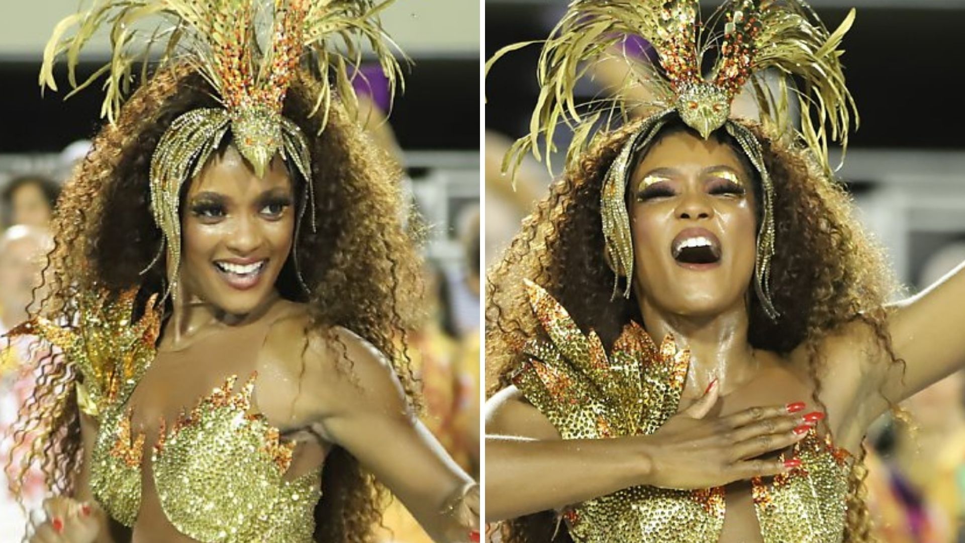 Perfeita, Erika Januza é ovacionada ao exibir corpaço e samba no pé em ensaio na Sapucaí