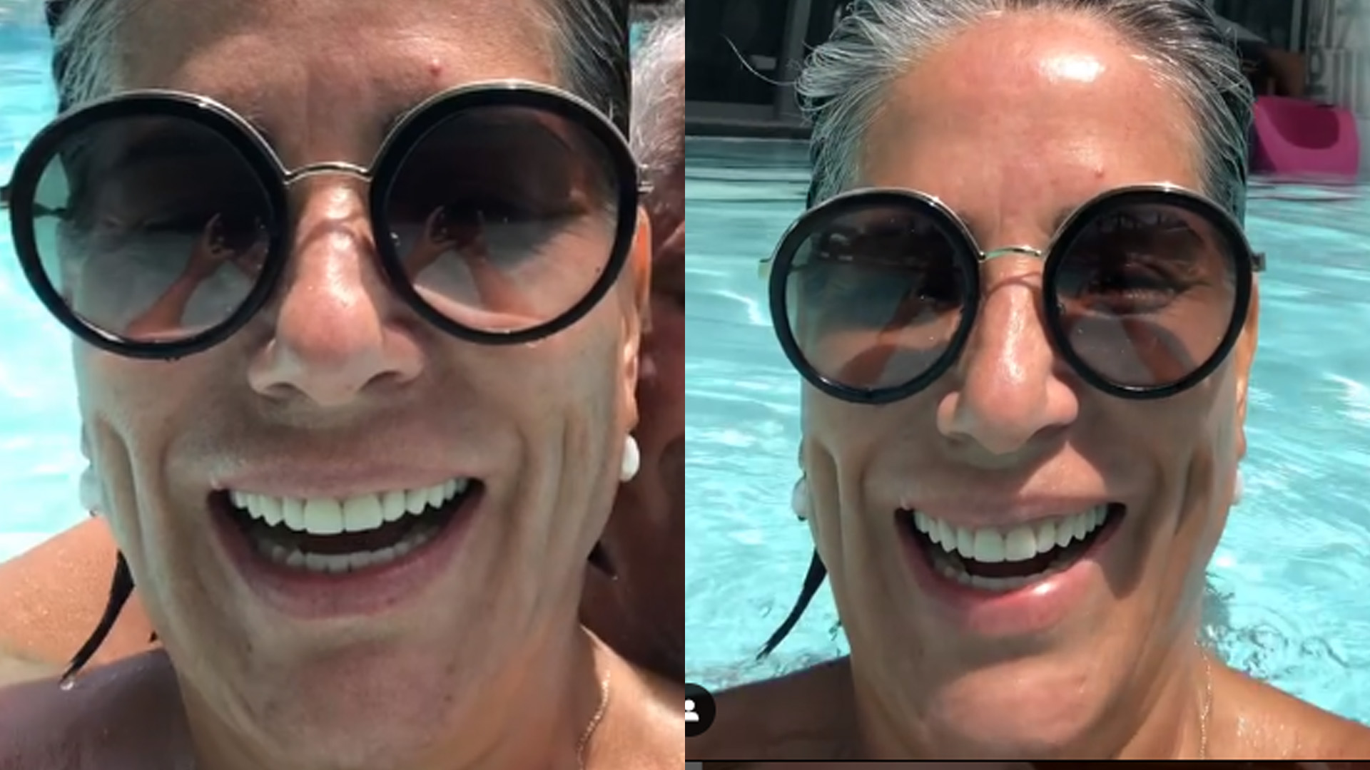 Glória Pires agarra marido e curte piscina em clima de paixão: “Juntinhos”