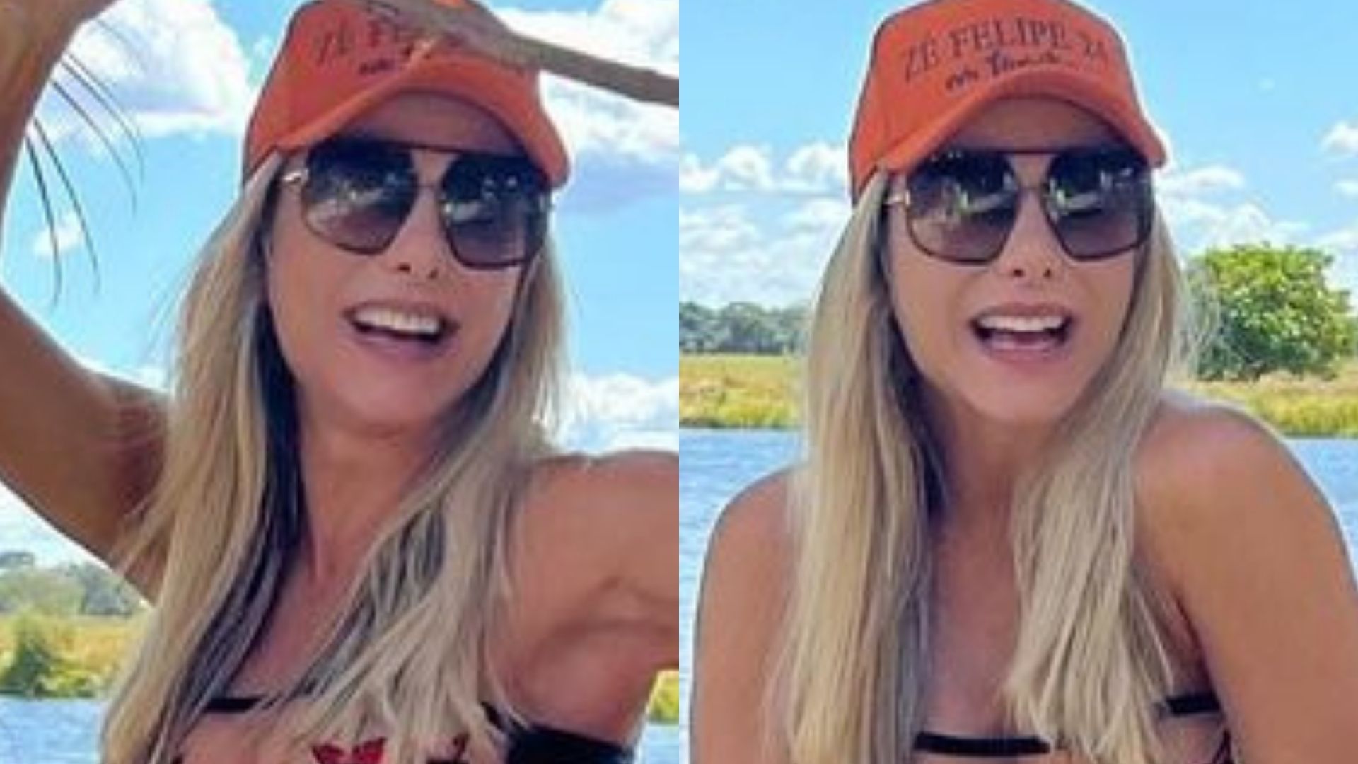 Aos 45 anos, Poliana Rocha exibe decote generoso em biquíni transparente: “Durinha”