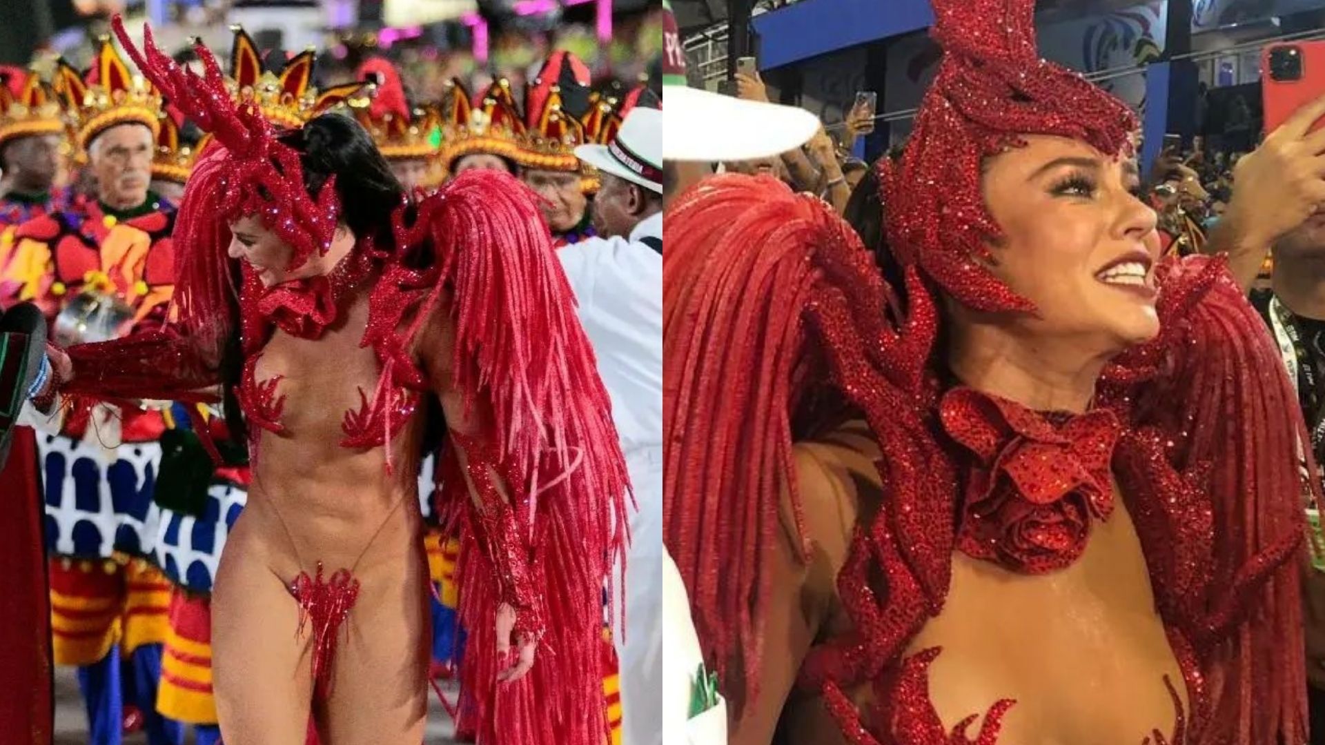 Rainha da bateria, Paolla Oliveira celebra vitória da Grande Rio: “Laróyè, Exu”