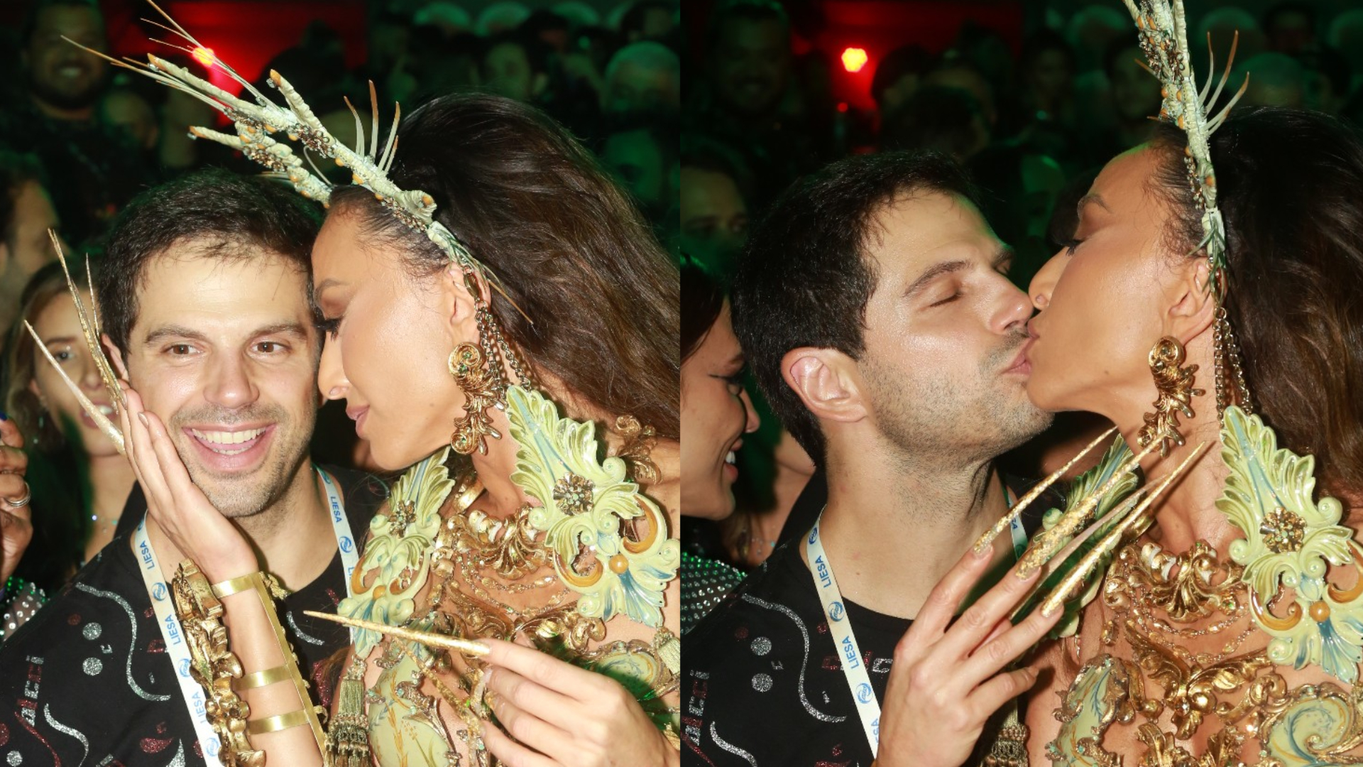 Sabrina Sato espanta crise e beija muito o marido Duda Nagle na Sapucaí