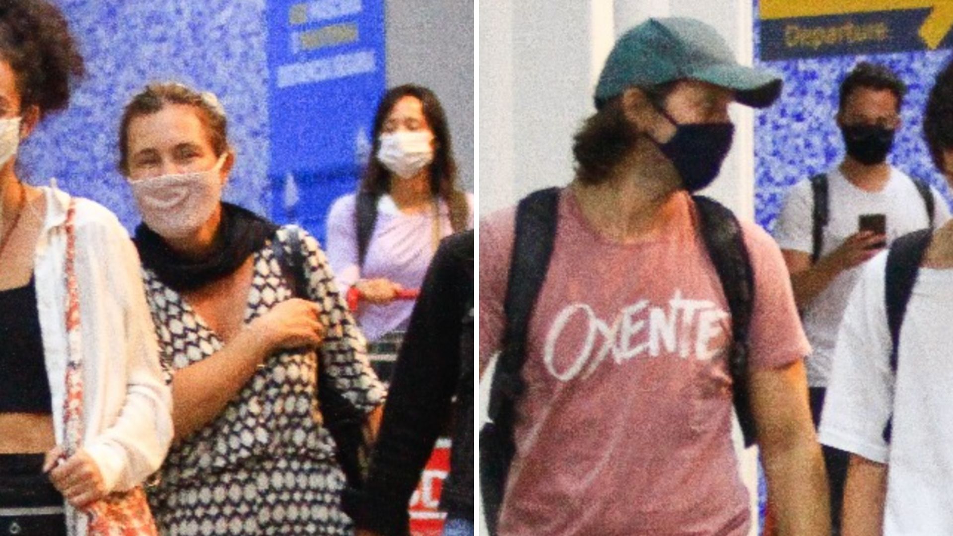 Adriana Esteves e Vladmir Brichta desembarcam com os três filhos em momento raríssimo
