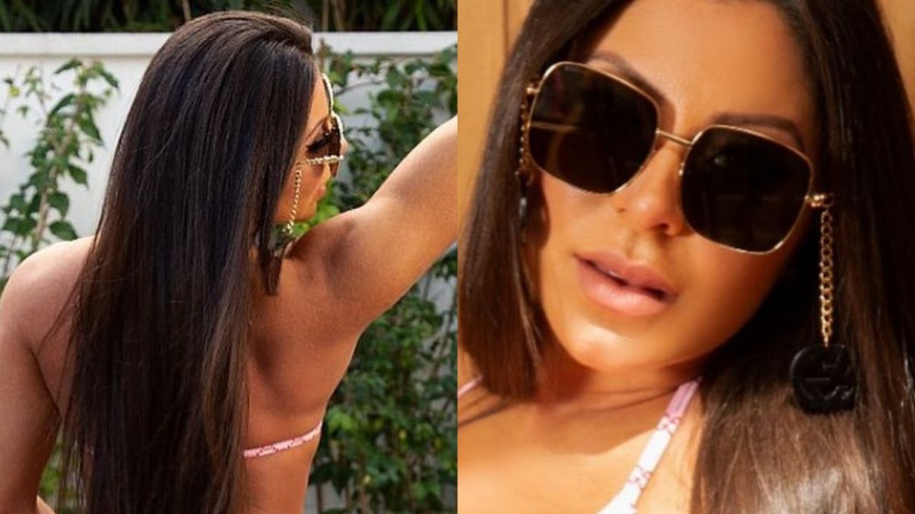 Após críticas, Andressa Ferreira surge em cliques frente e verso de biquíni e dá invertida em ataques: “É fácil julgar”