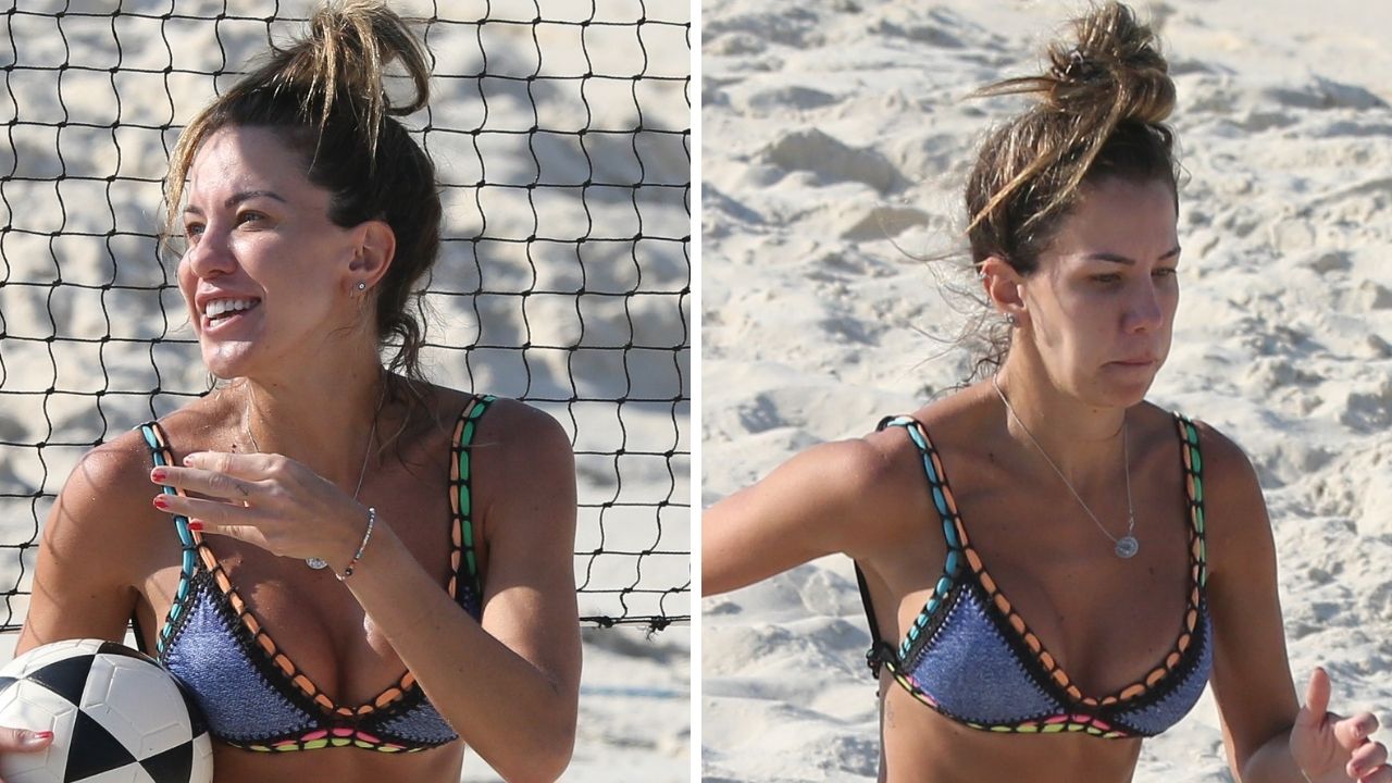 Apresentadora do ‘Esporte Espetacular’, Bárbara Coelho treina pesado na praia e exibe corpo trincado