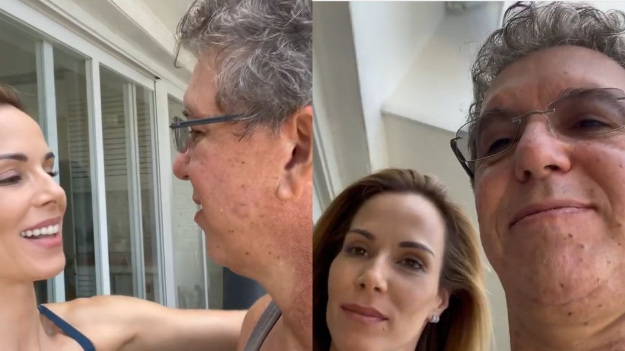Pós-academia, Boninho surge aos beijos com Ana Furtado em momento íntimo e se derrete: “Por isso treino muito”